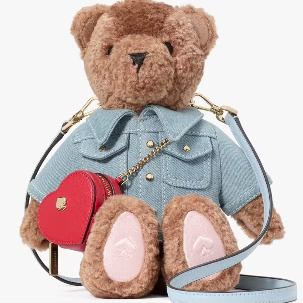 Kate Spade Denim Katey Bear Crossbody Bag Women's Novelty Handbag Brown/Blue